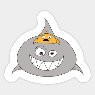 Fish riding Shark Sticker